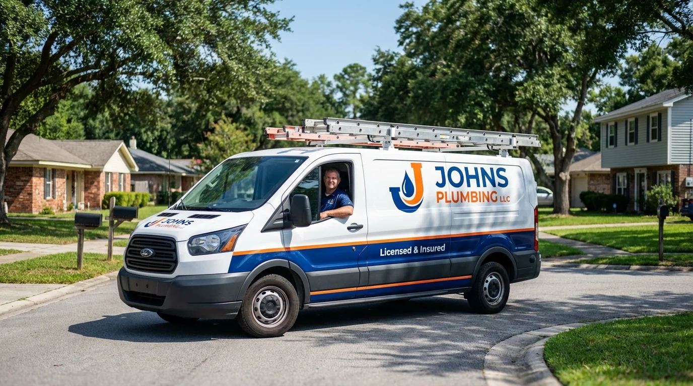 Johns Plumbing LLC service van in North Arlington, NJ