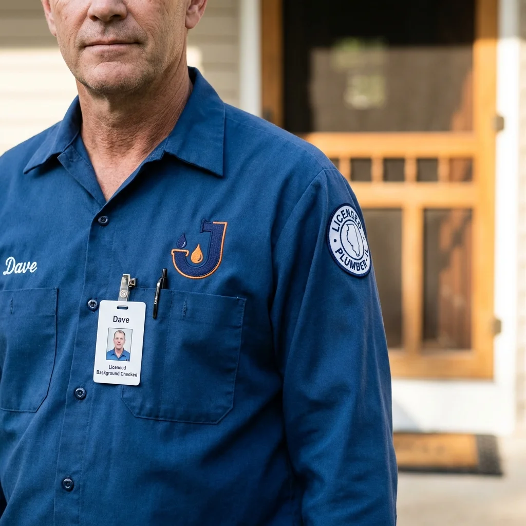 Licensed plumber showing ID badge in North Arlington, NJ