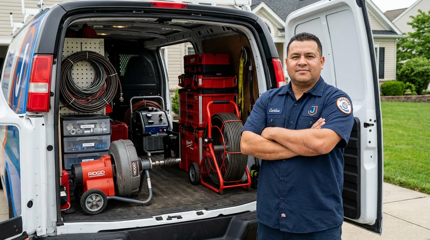 Professional drain cleaning equipment and Johns Plumbing LLC plumber in North Arlington
