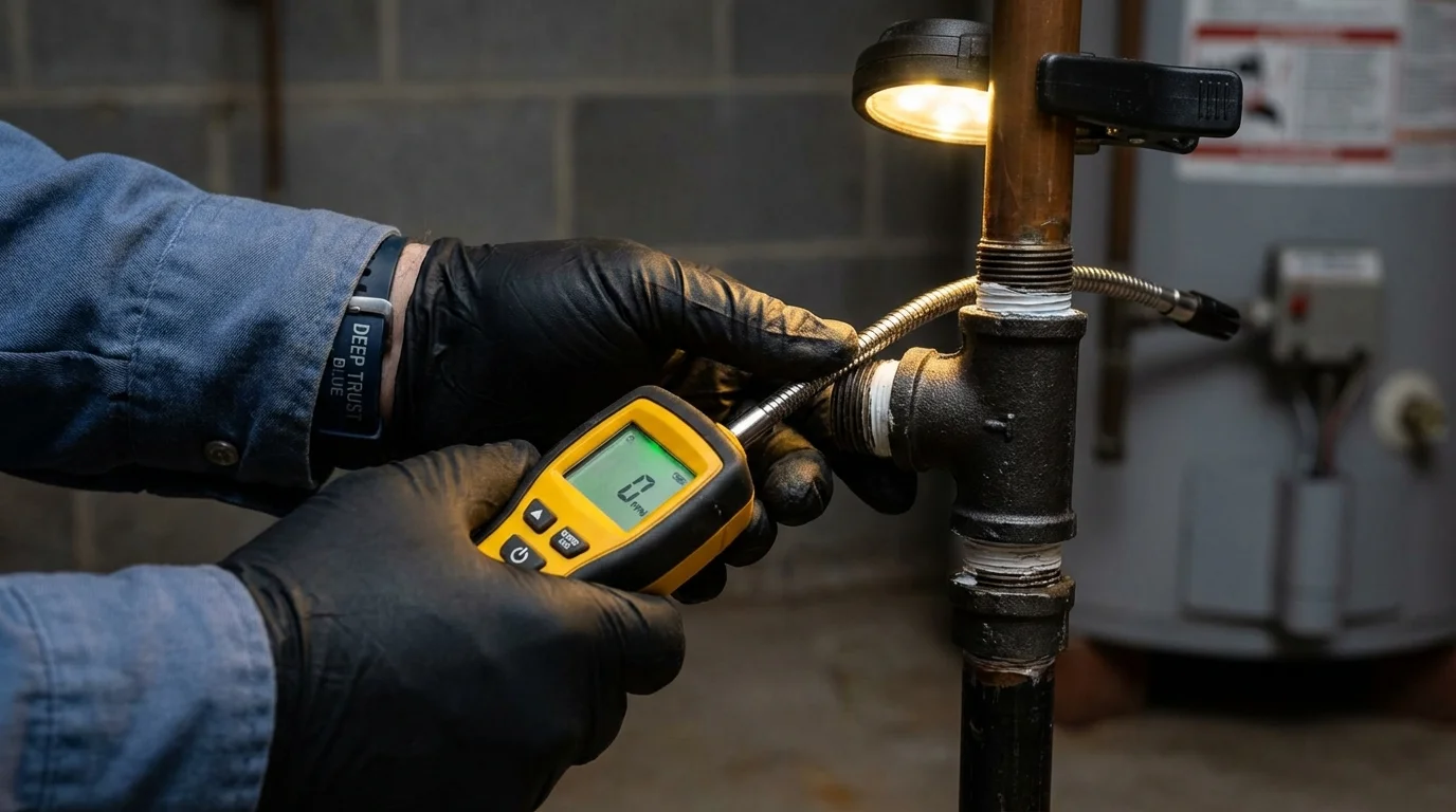 Gas leak detection with electronic sniffer by Johns Plumbing LLC in North Arlington