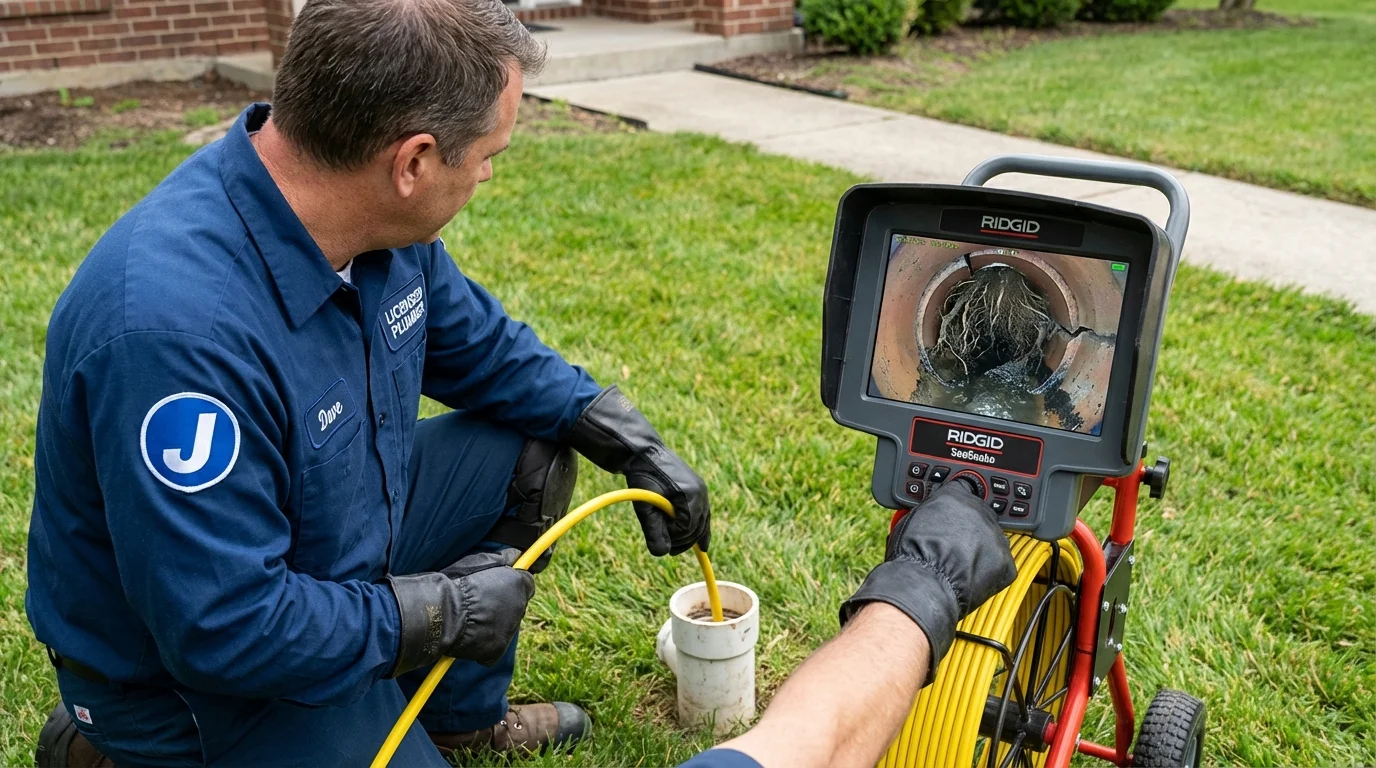 Sewer camera inspection being performed by Johns Plumbing LLC in North Arlington